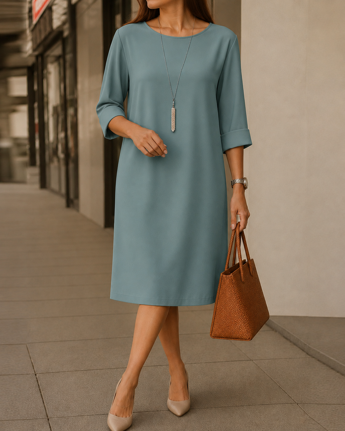 Francine | Robe Midi Fluide Effet Ventre Plat