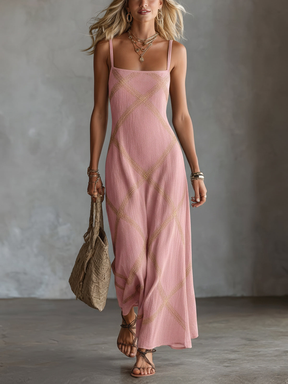 Renée – Robe Géométrique Noir Camel