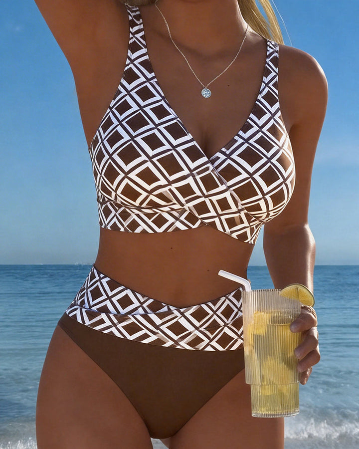 Camille | Maillot de bain croisé à motif diamant