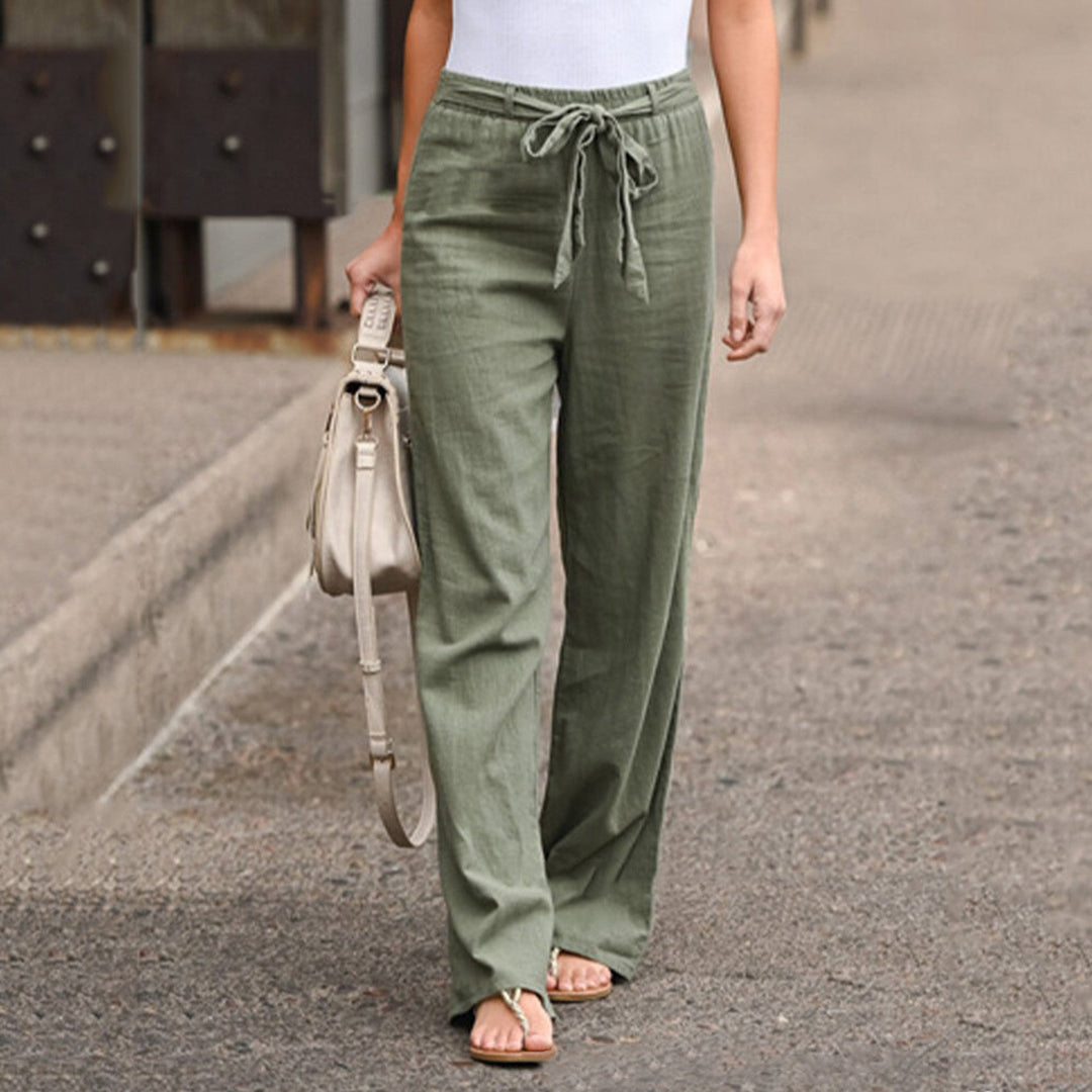 Camilla – Pantalon Large Élégant Aspect Lin