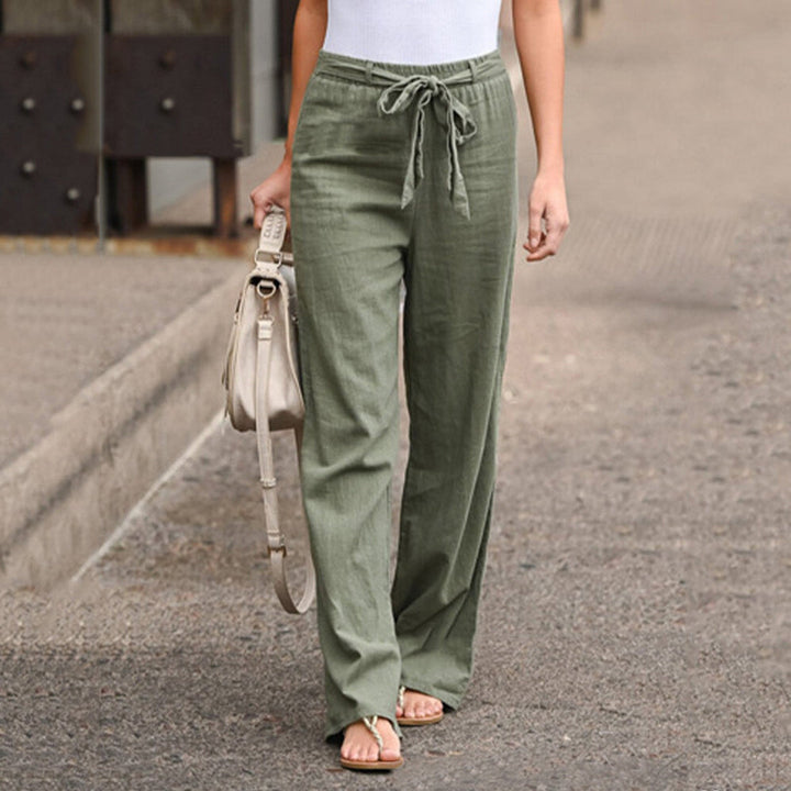 Camilla – Pantalon Large Élégant Aspect Lin