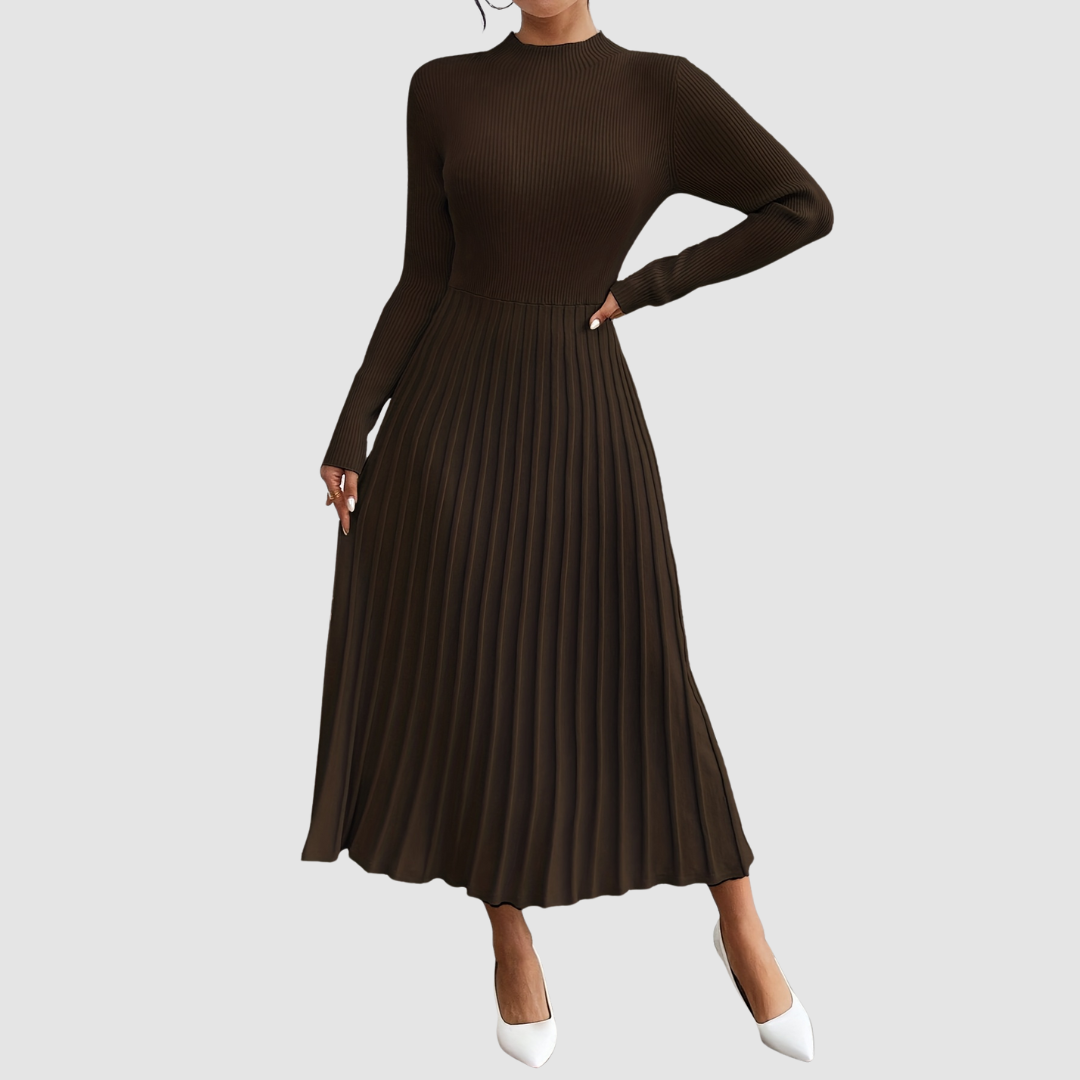 Evelyn Grace | Robe Maxi à Col Montant et Manches Longues