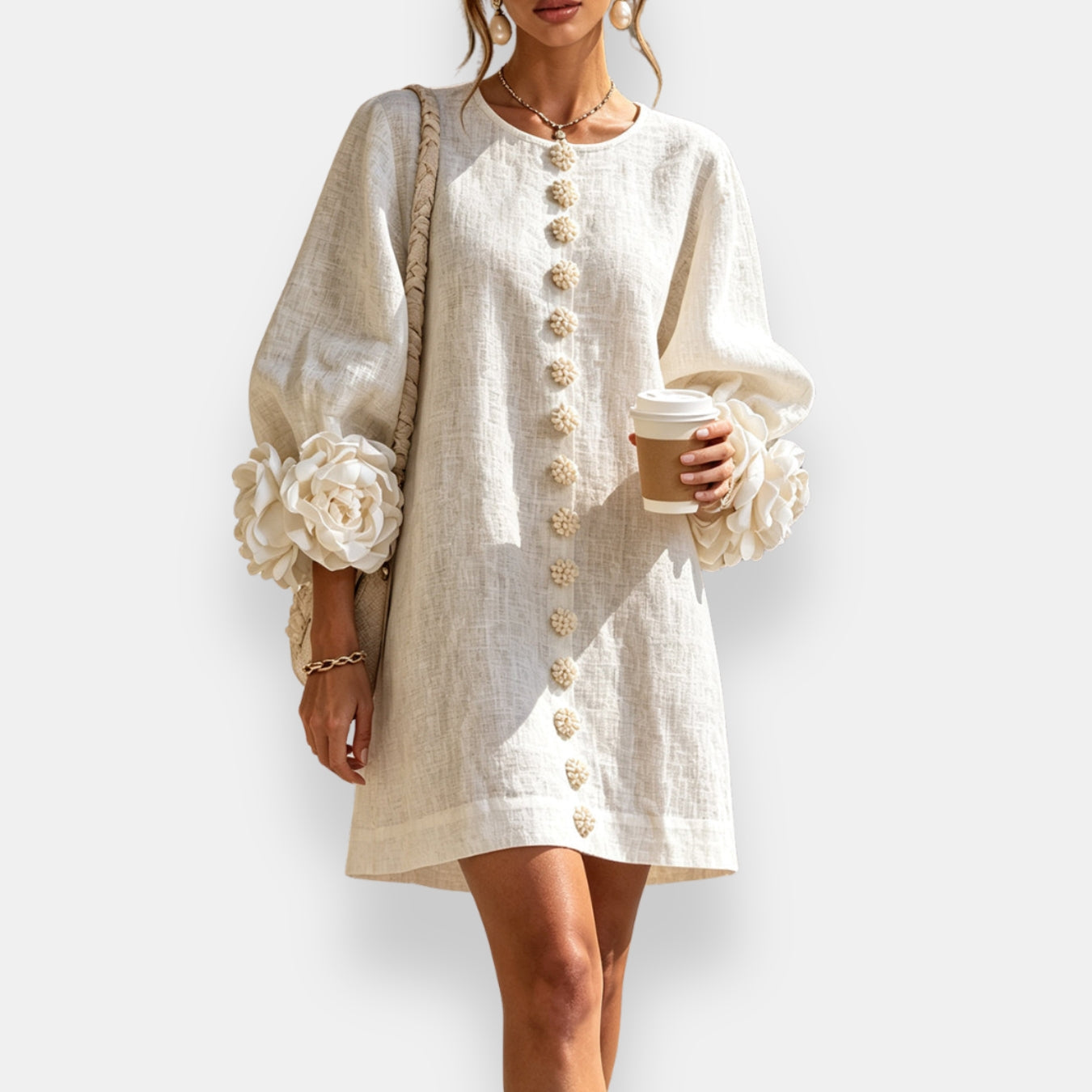 Marcelle | Robe à fleurs en relief