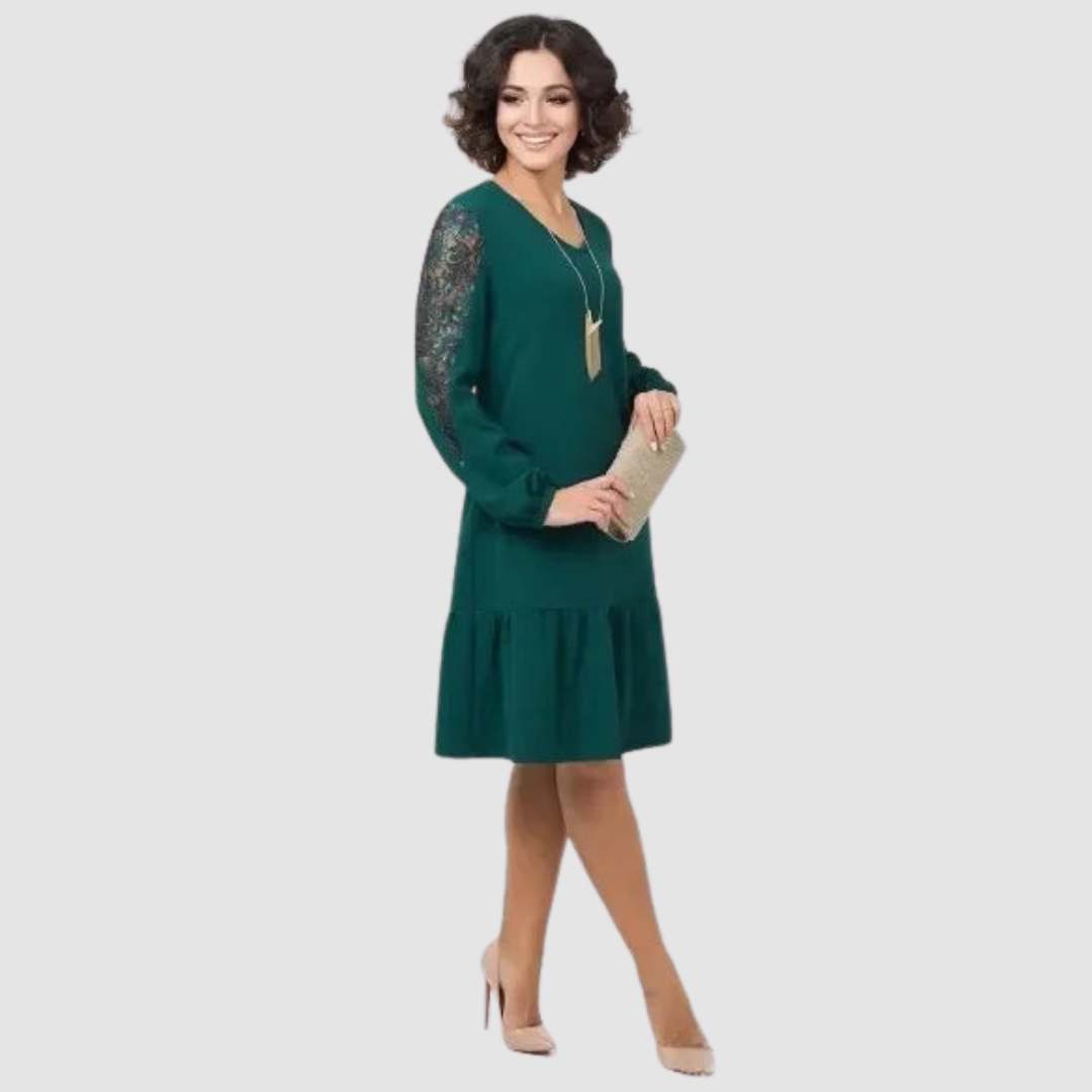 Lowri Quinn | Robe Midi à Manches en Dentelle