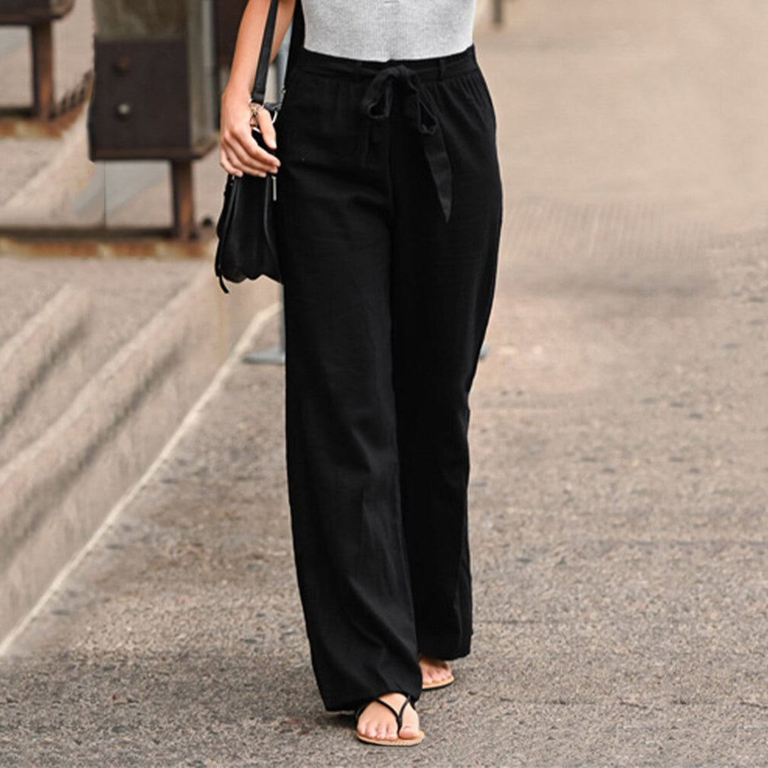 Camilla – Pantalon Large Élégant Aspect Lin