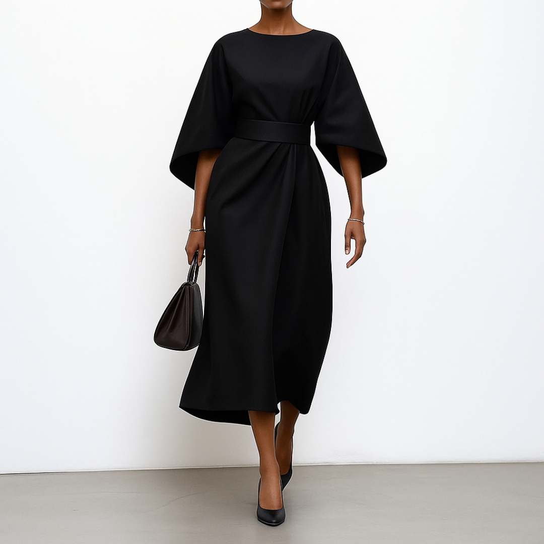 Eldra - Robe Maxi à Manches Papillon en Satin