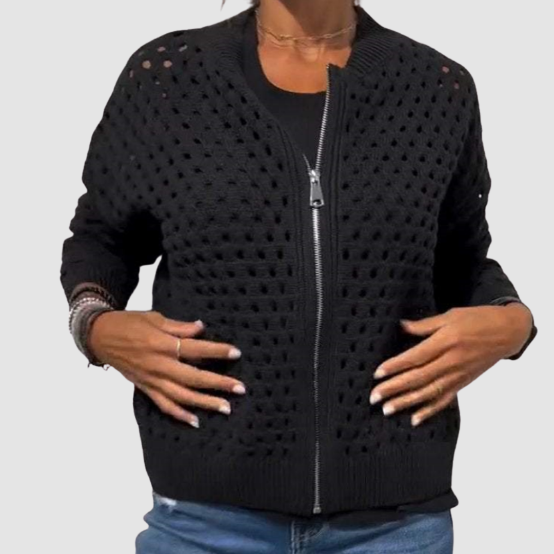 Charlotte | Veste Zippée en Maille Ajourée Charlotte