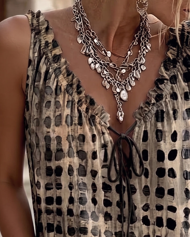 Tank Tops Polka Dot Imprimé Volant