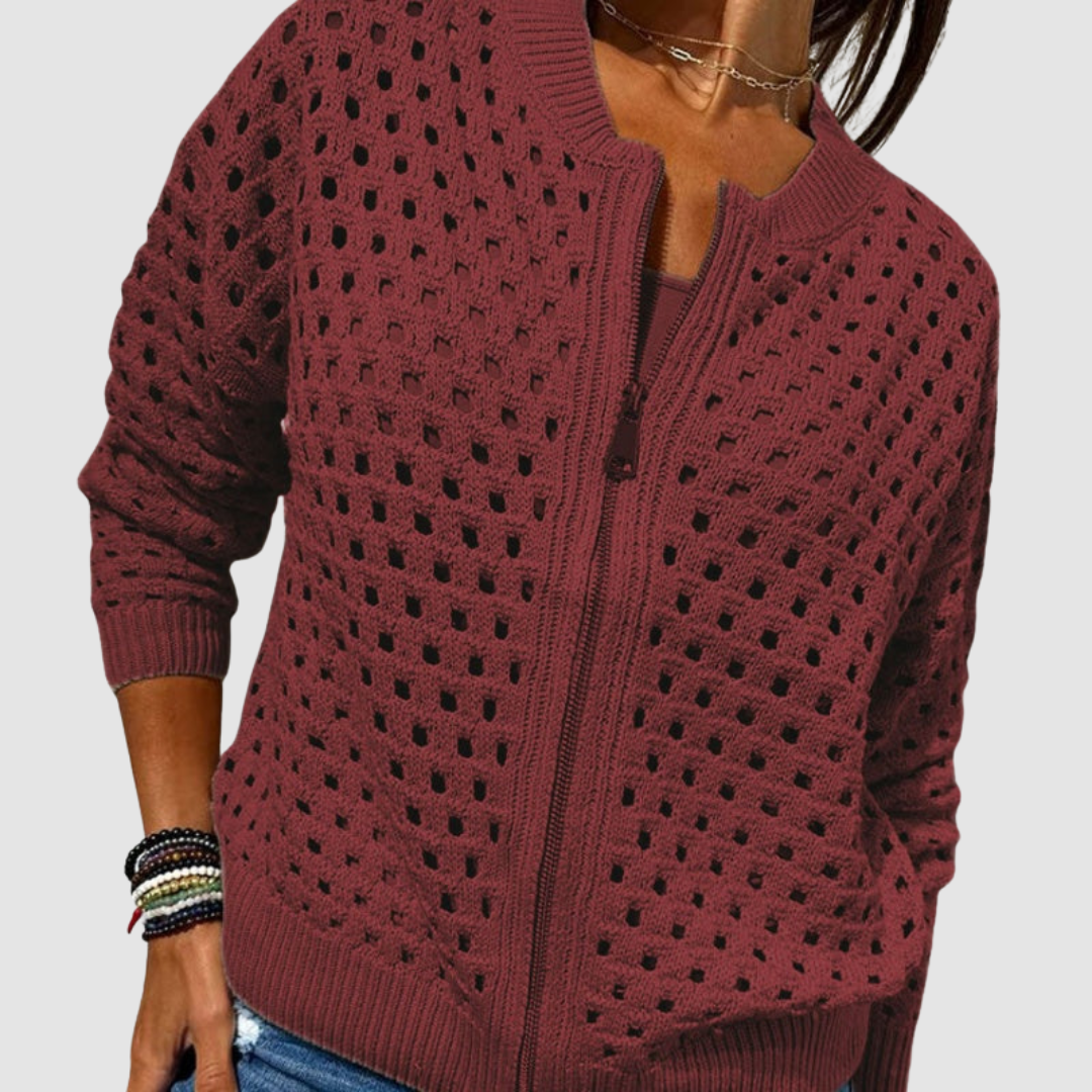 Charlotte | Veste Zippée en Maille Ajourée Charlotte