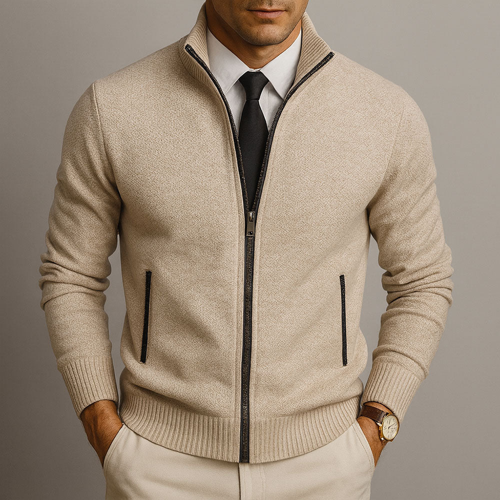 Cardigan Zippé Col Montant Henri