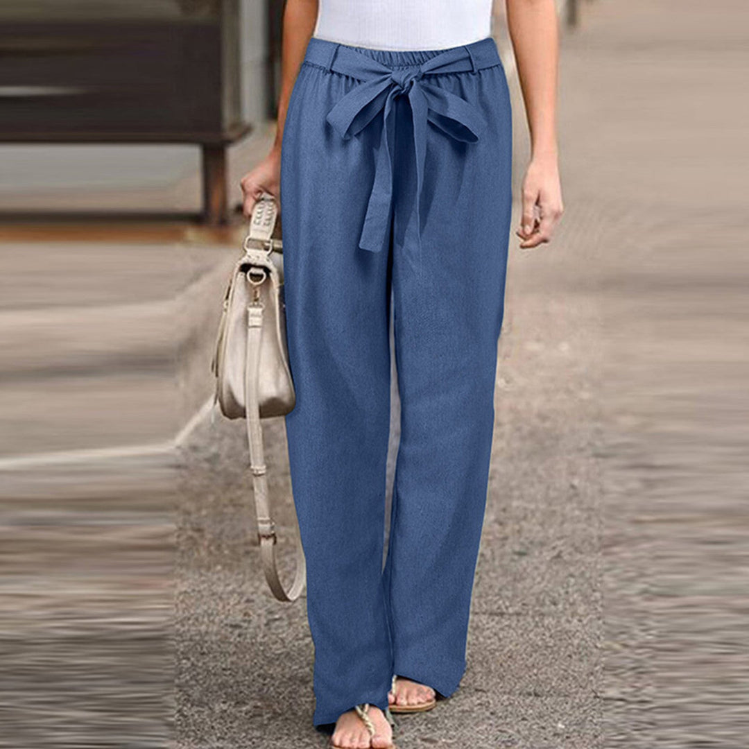 Camilla – Pantalon Large Élégant Aspect Lin