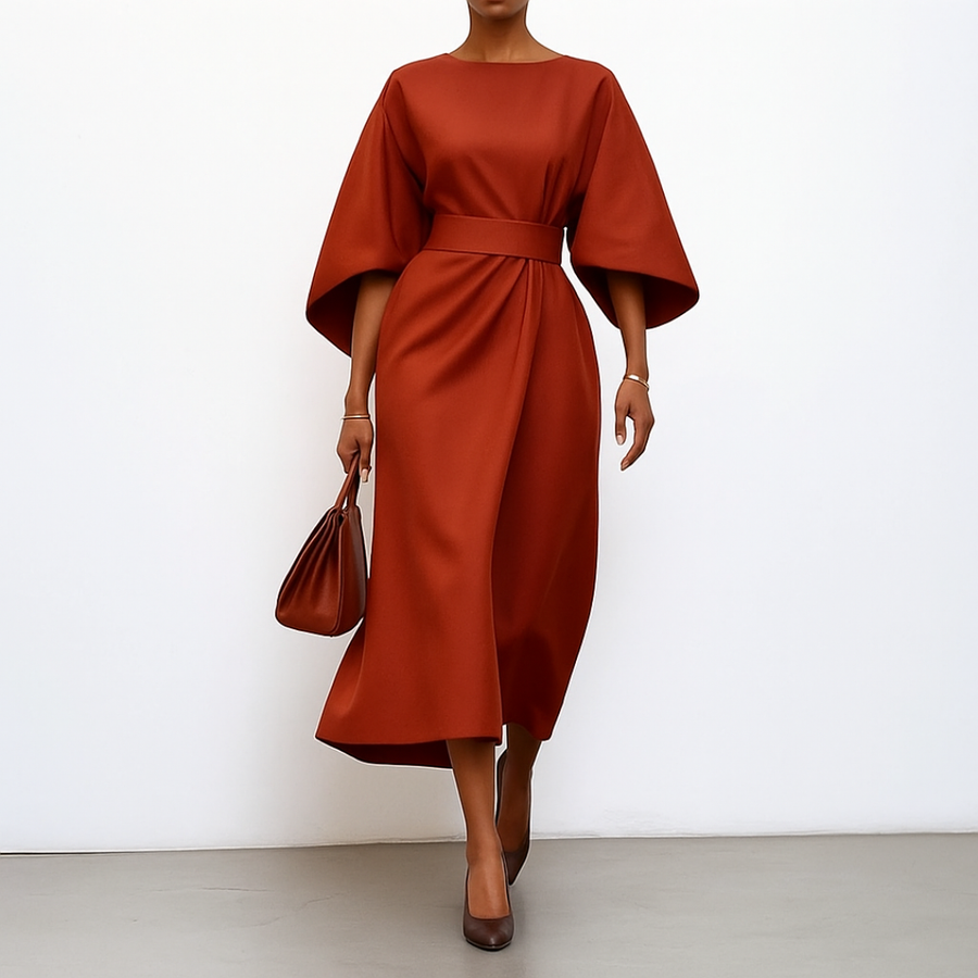 Eldra - Robe Maxi à Manches Papillon en Satin