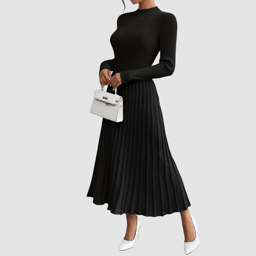 Evelyn Grace | Robe Maxi à Col Montant et Manches Longues