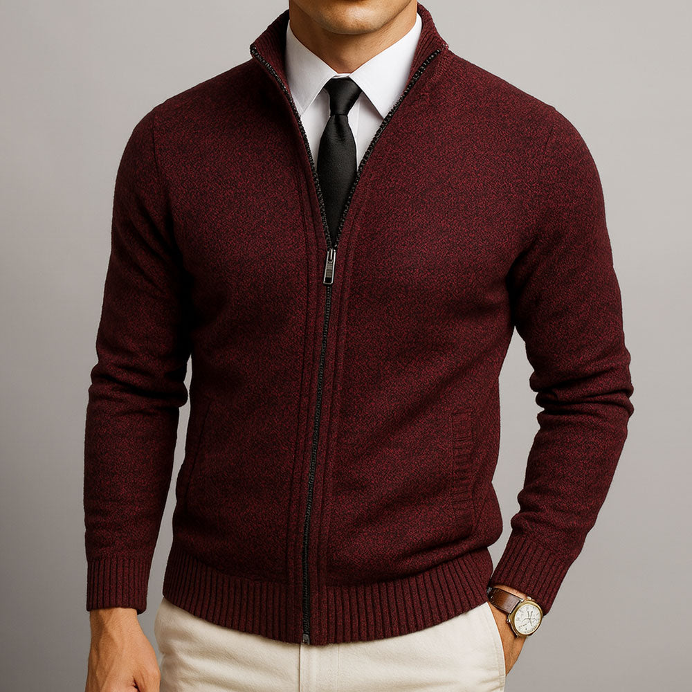 Cardigan Zippé Col Montant Henri
