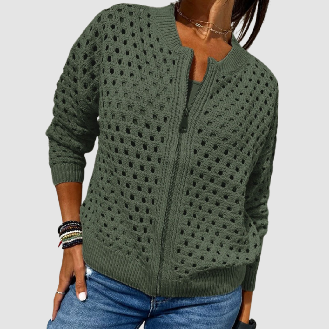 Charlotte | Veste Zippée en Maille Ajourée Charlotte