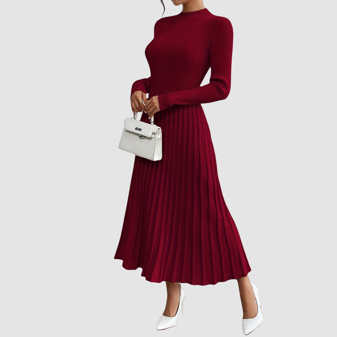 Evelyn Grace | Robe Maxi à Col Montant et Manches Longues