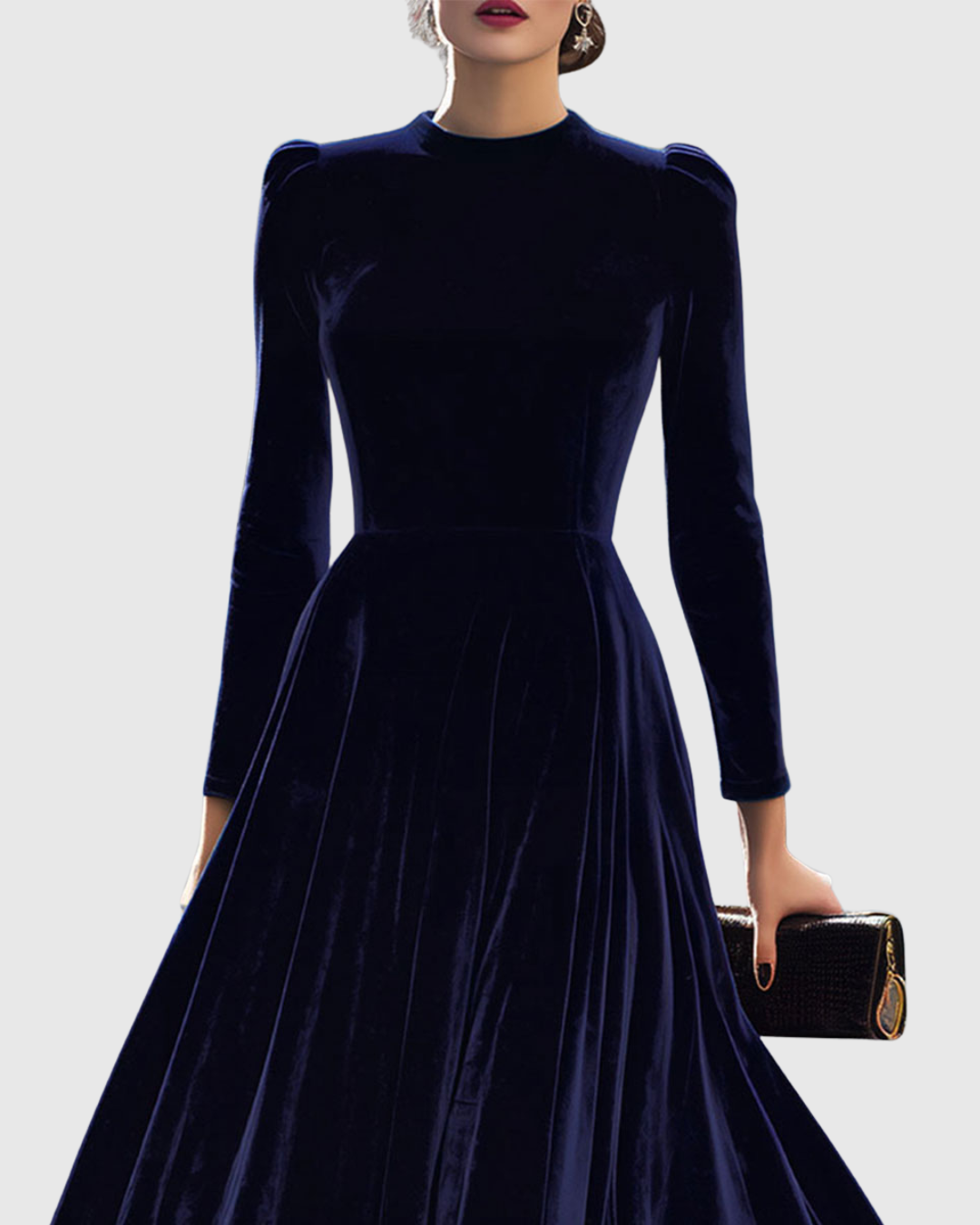 Sibella - Robe Midi à Manches Longues Marine