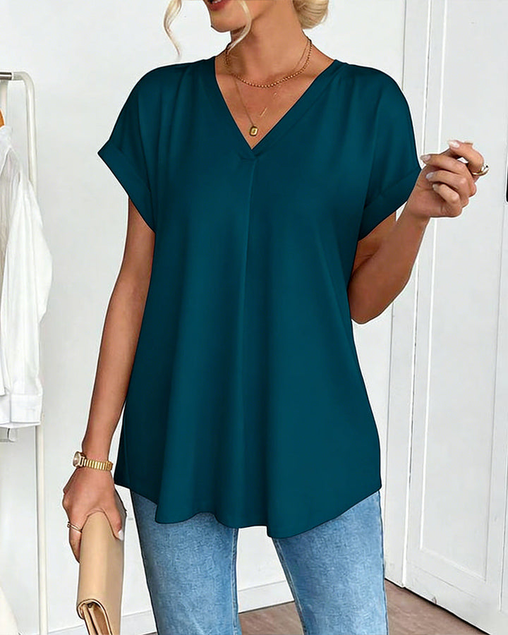 T-Shirt À Manches Courtes Uni Patchwork