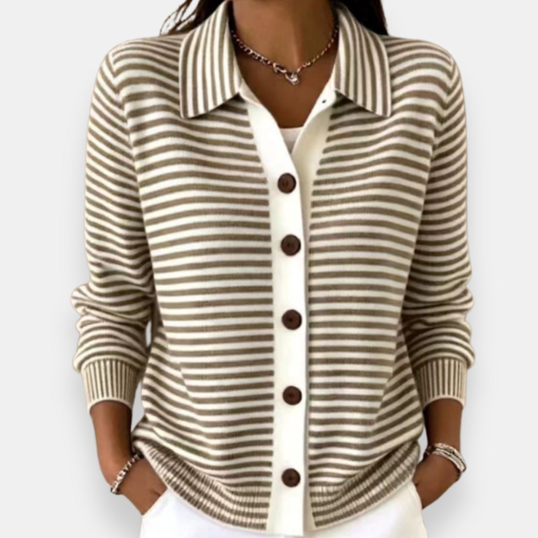 Nola | Gilet à Boutons Rayé