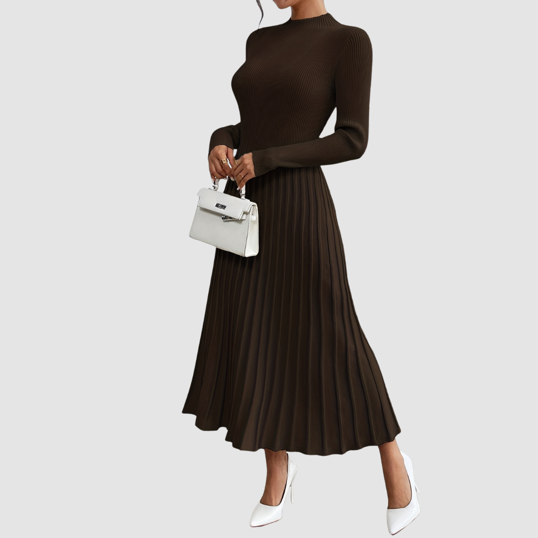 Evelyn Grace | Robe Maxi à Col Montant et Manches Longues