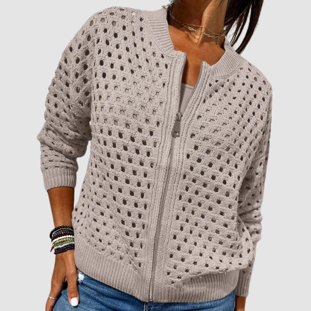 Charlotte | Veste Zippée en Maille Ajourée Charlotte