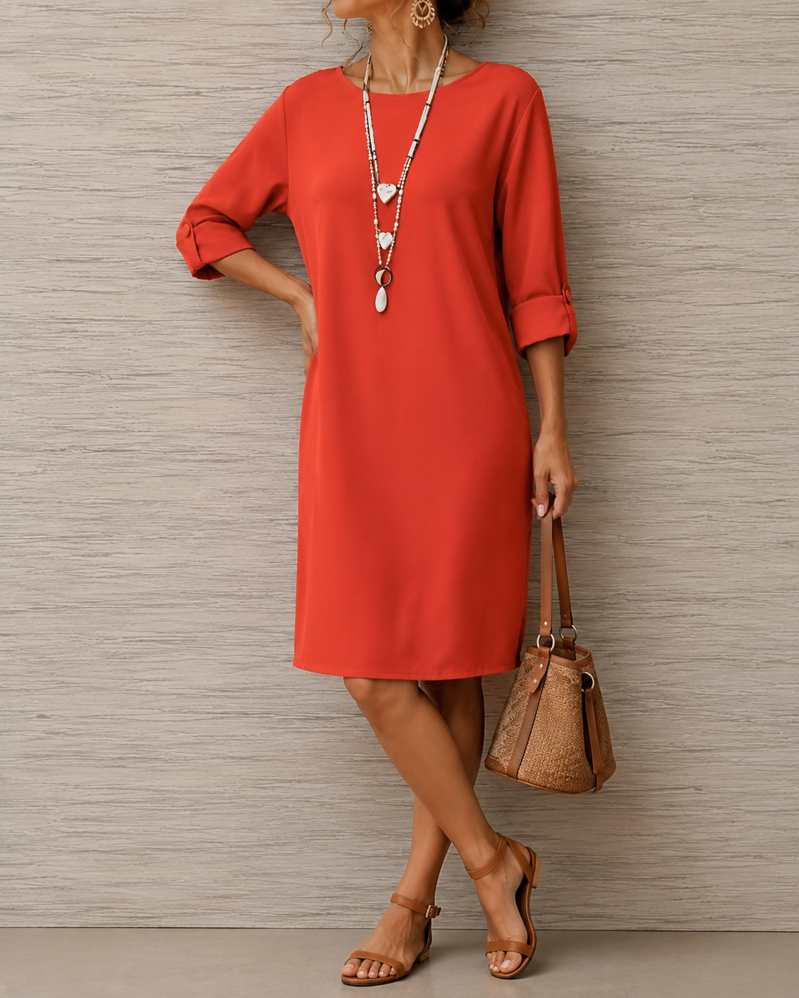 Francine | Robe Midi Fluide Effet Ventre Plat
