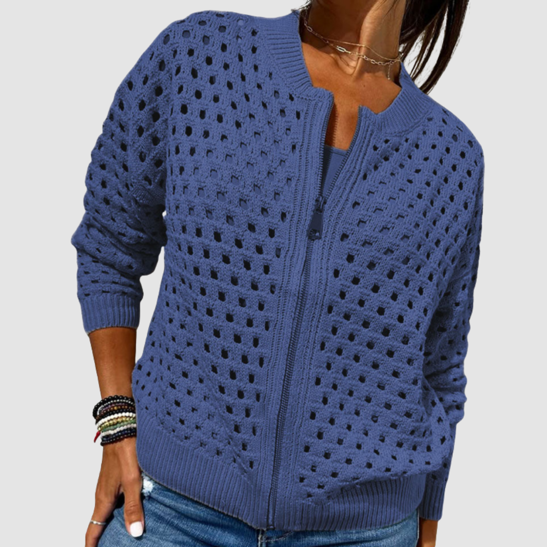 Charlotte | Veste Zippée en Maille Ajourée Charlotte