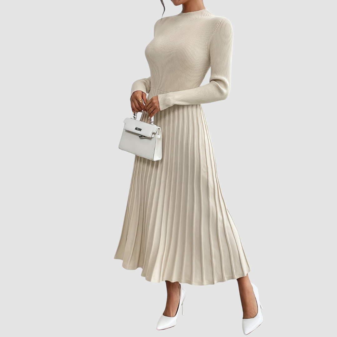 Evelyn Grace | Robe Maxi à Col Montant et Manches Longues