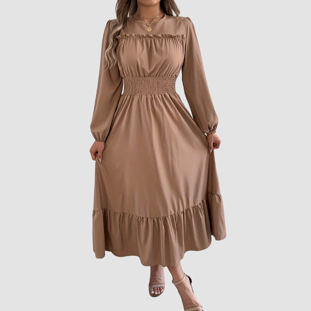 Isola Lane | Robe Midi à Ourlet Volant en Marine
