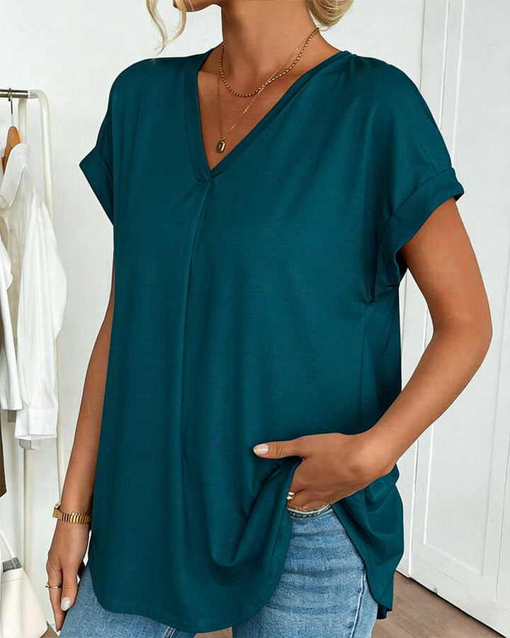 T-Shirt À Manches Courtes Uni Patchwork