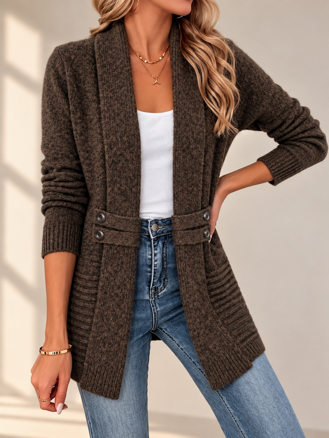 Évelyne | Cardigan à double boutonnage