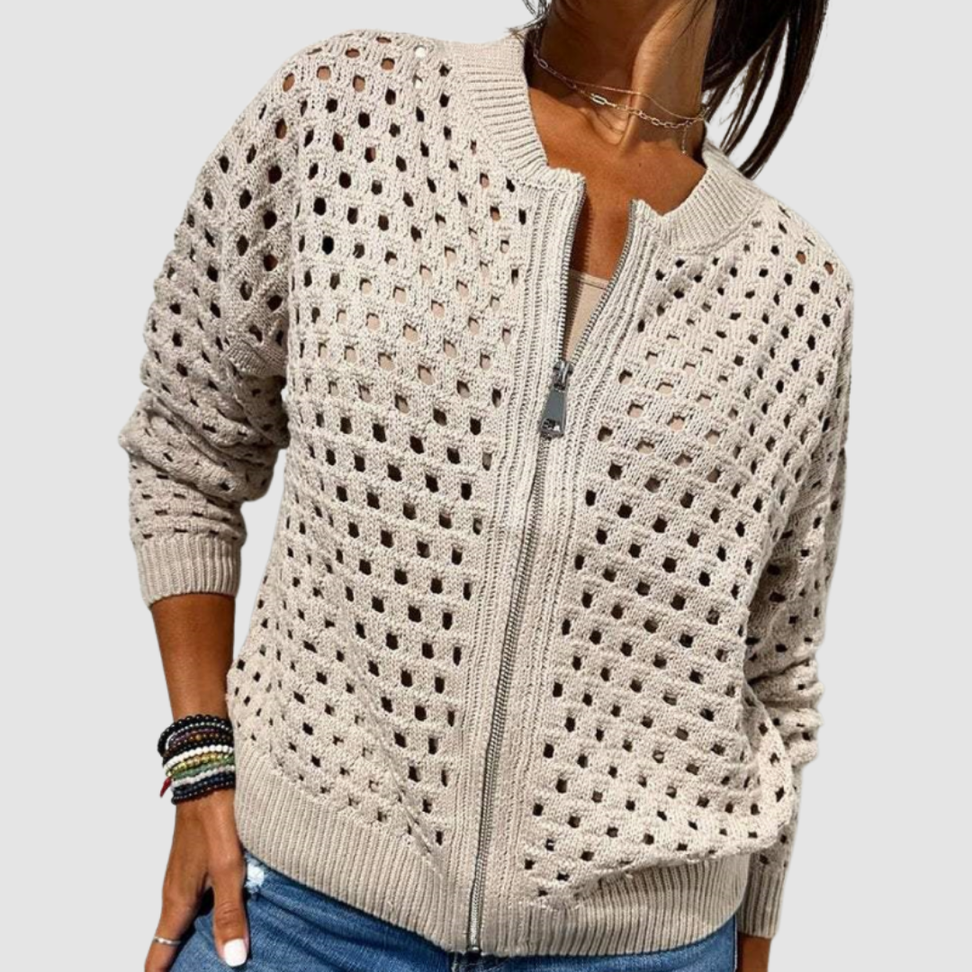 Charlotte | Veste Zippée en Maille Ajourée Charlotte