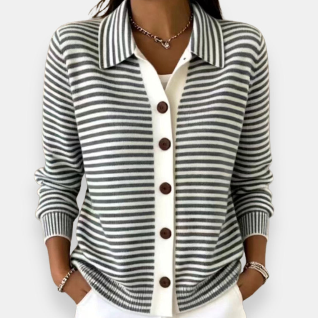 Nola | Gilet à Boutons Rayé
