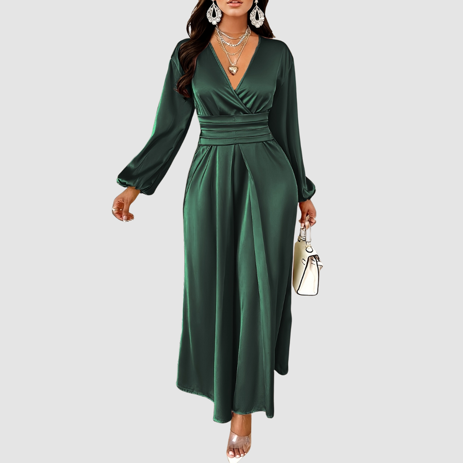 Eleanor Bloom - Robe Maxi en Satin Plissé