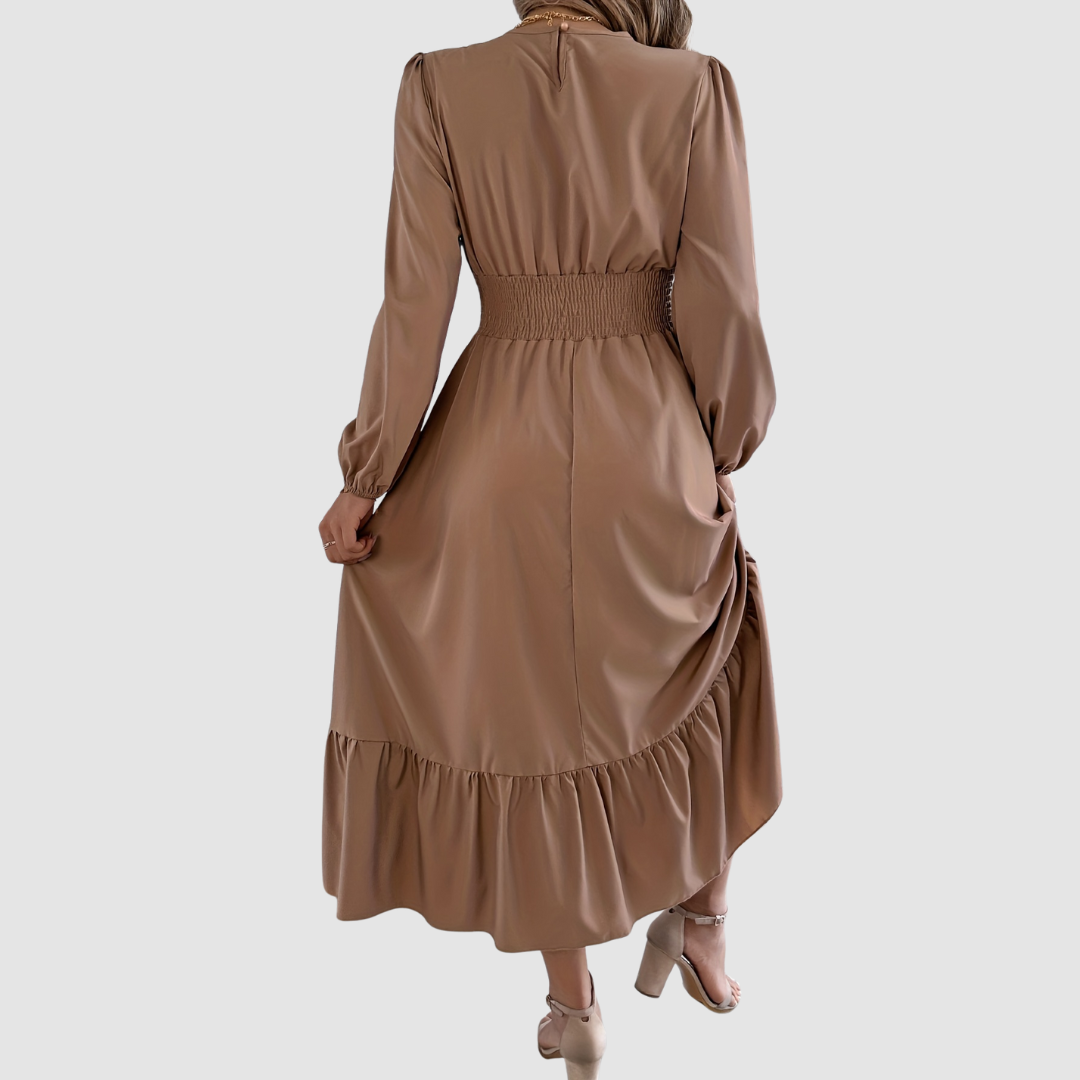 Isola Lane | Robe Midi à Ourlet Volant en Marine