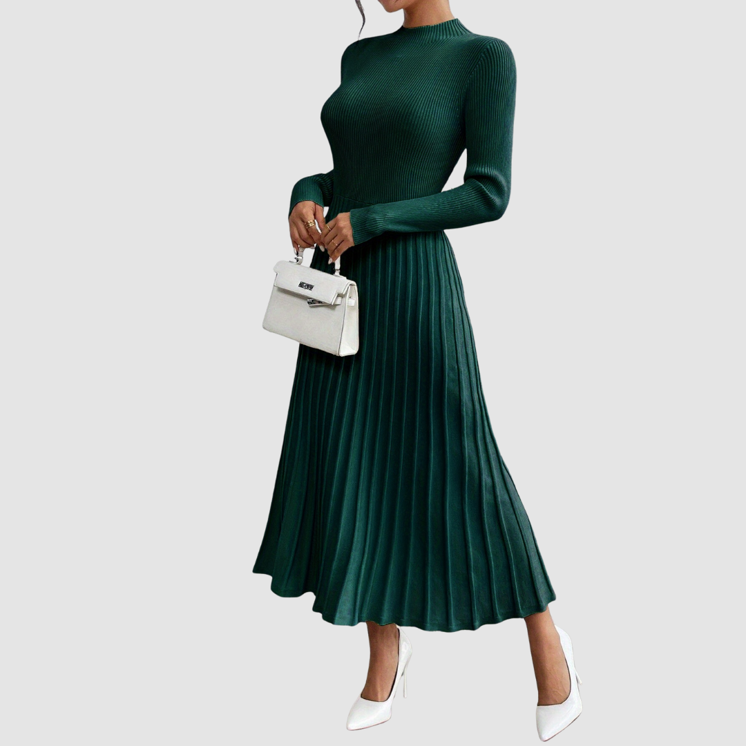 Evelyn Grace | Robe Maxi à Col Montant et Manches Longues