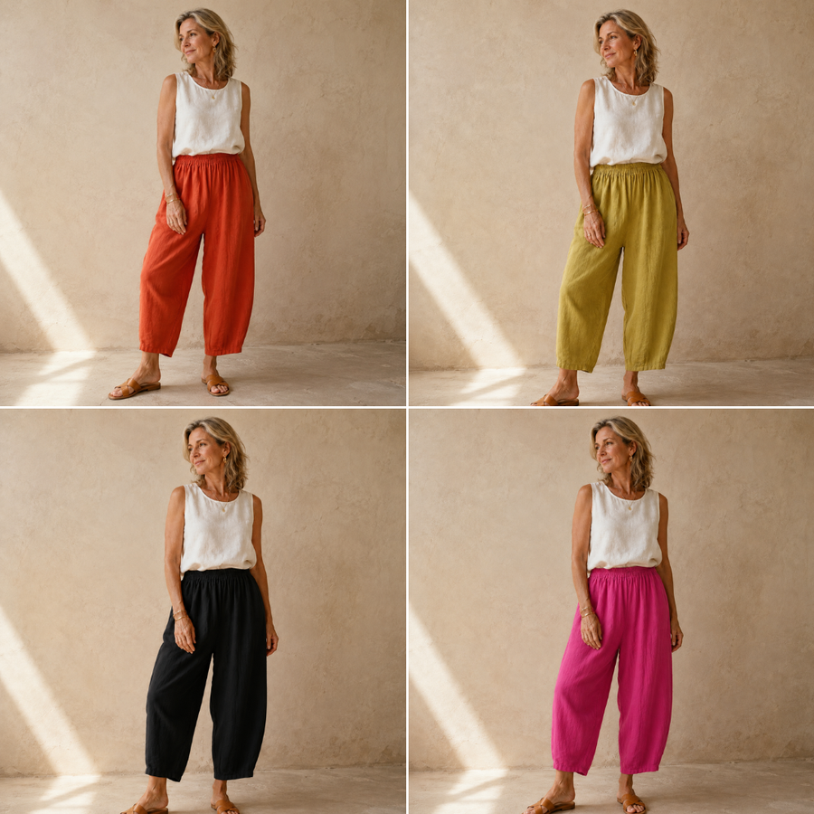 Amalia™ - Pantalon fluide en coton et lin