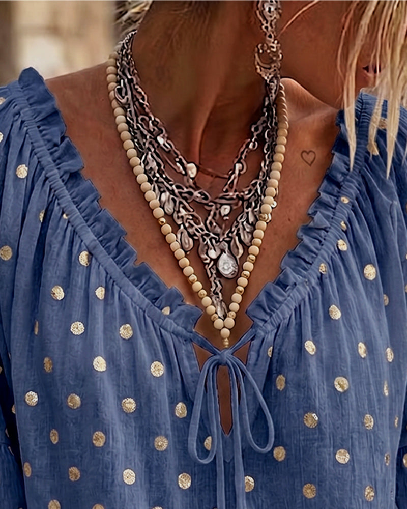 Blouse Col-V Manches Évasées