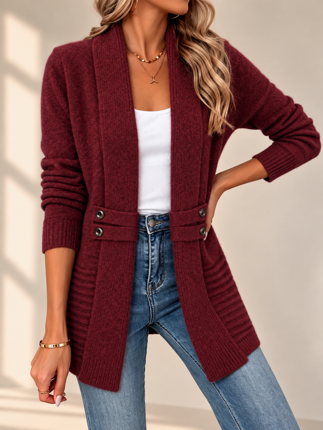 Évelyne | Cardigan à double boutonnage