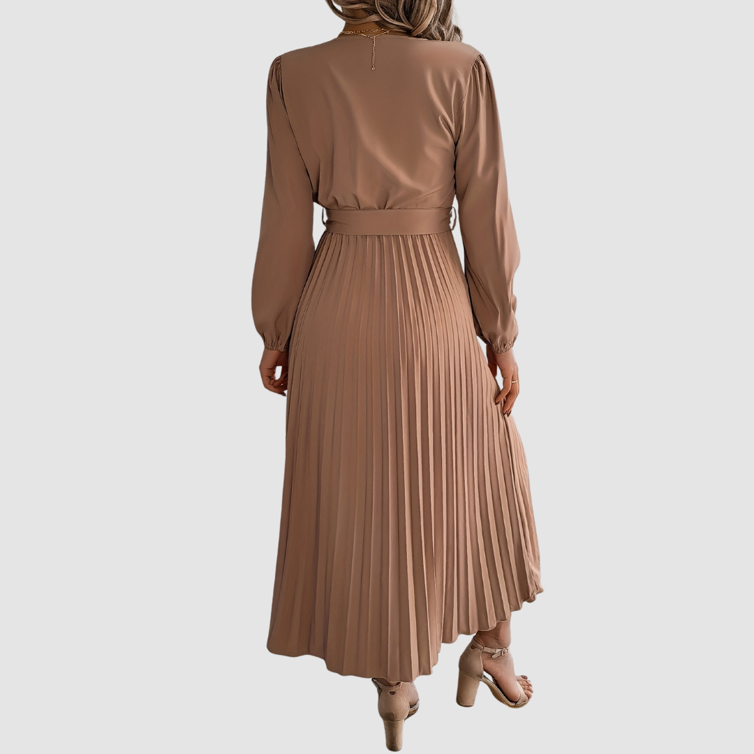Robe Midi à Manches Longues Plissée Celeste Bloom