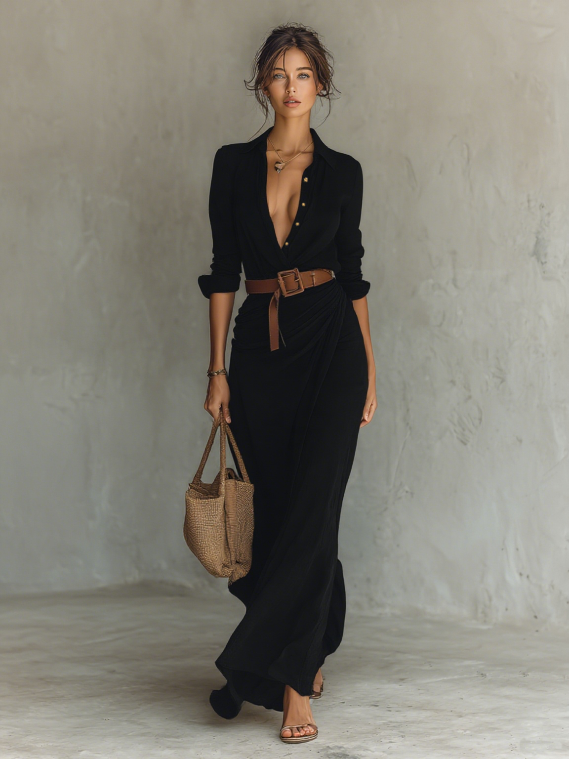 PCP | Robe Maxi avec Col Revers Valente