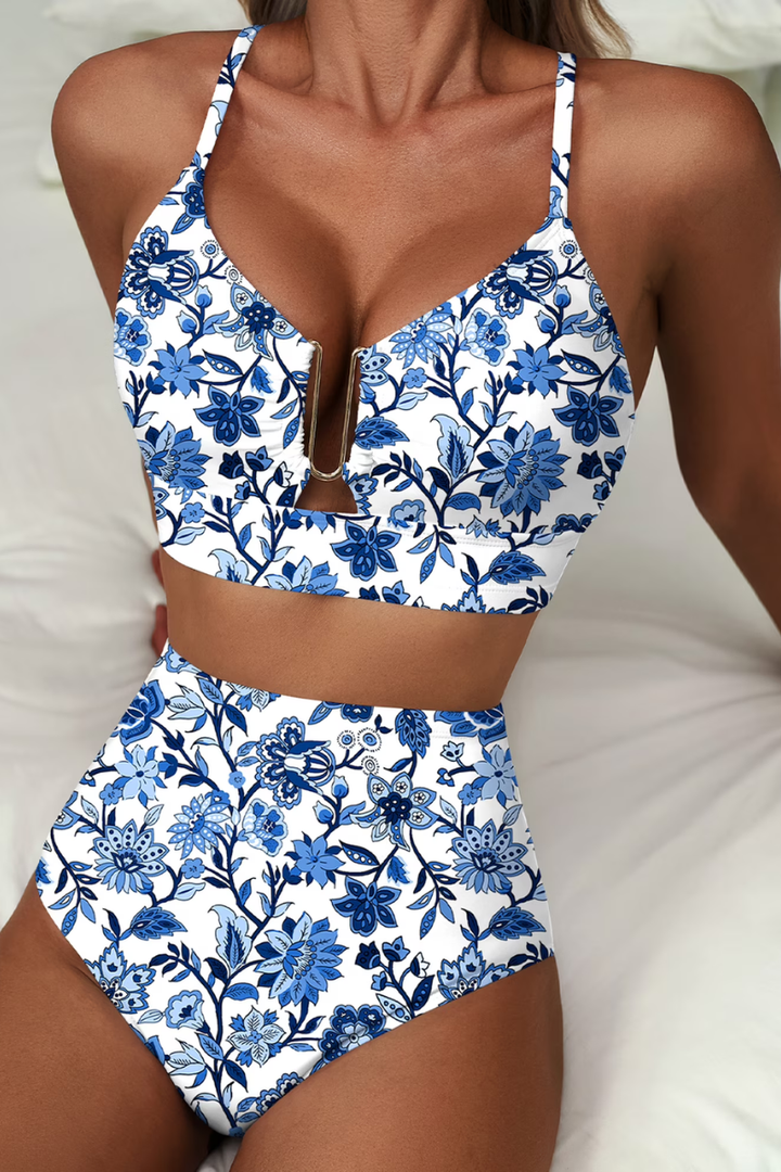 Léa | Bikini taille haute à carreaux