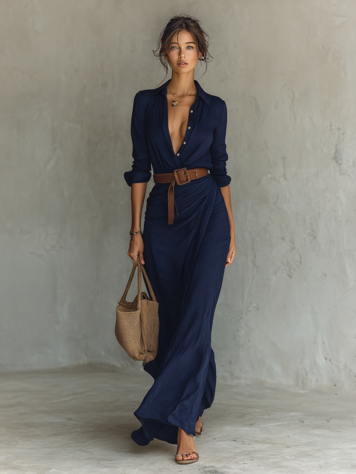 PCP | Robe Maxi avec Col Revers Valente