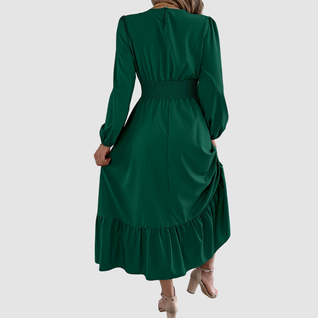 Isola Lane | Robe Midi à Ourlet Volant en Marine