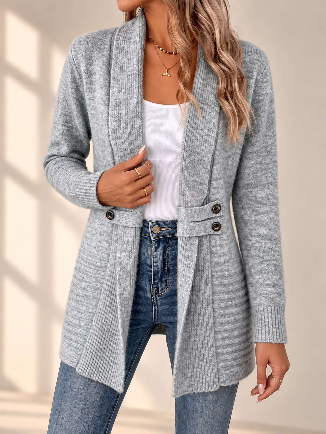 Évelyne | Cardigan à double boutonnage