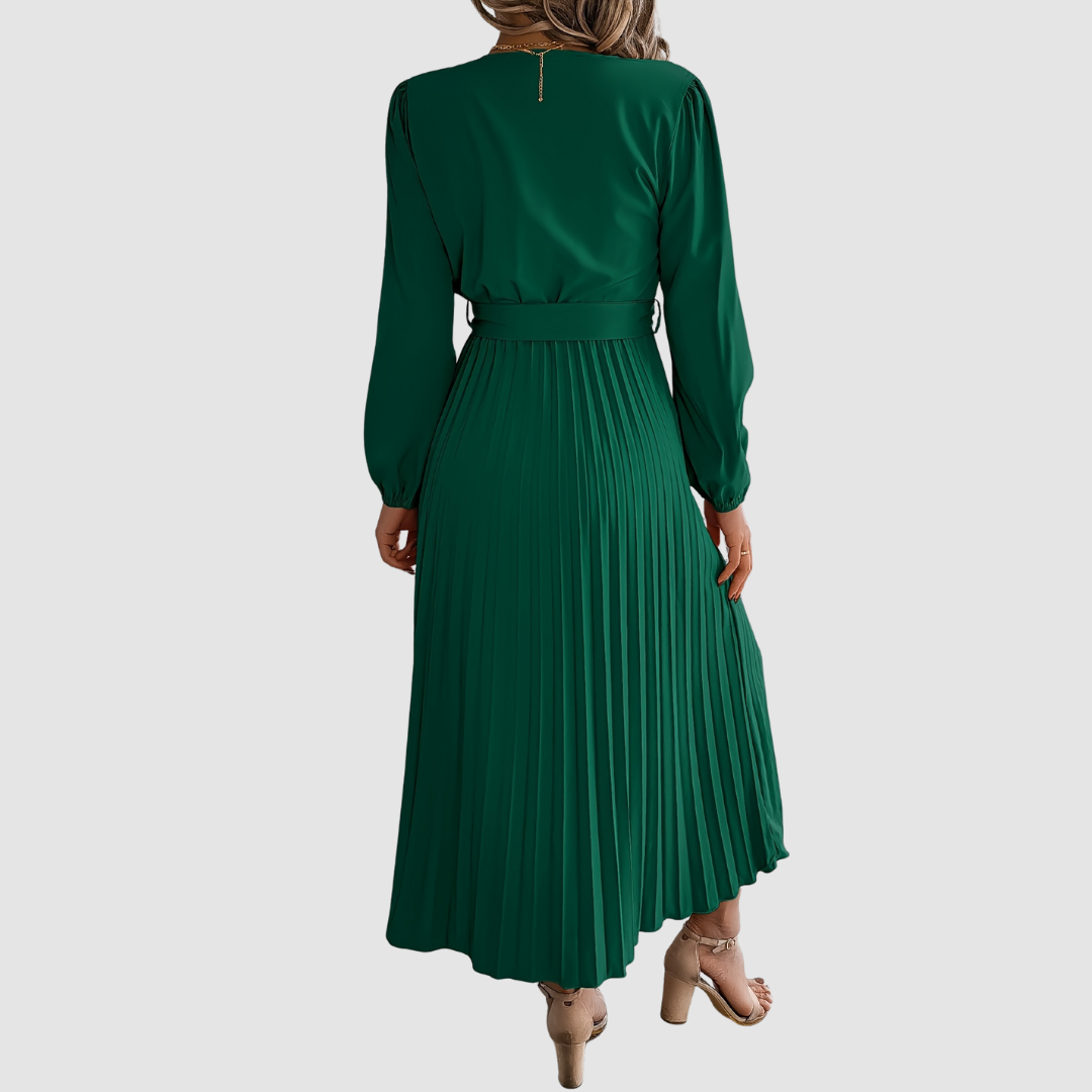 Robe Midi à Manches Longues Plissée Celeste Bloom