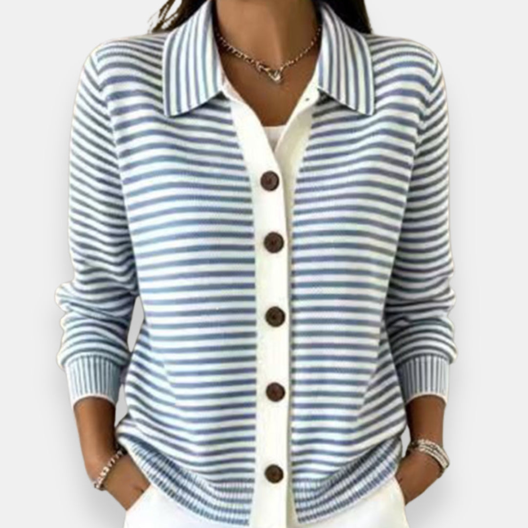 Nola | Gilet à Boutons Rayé