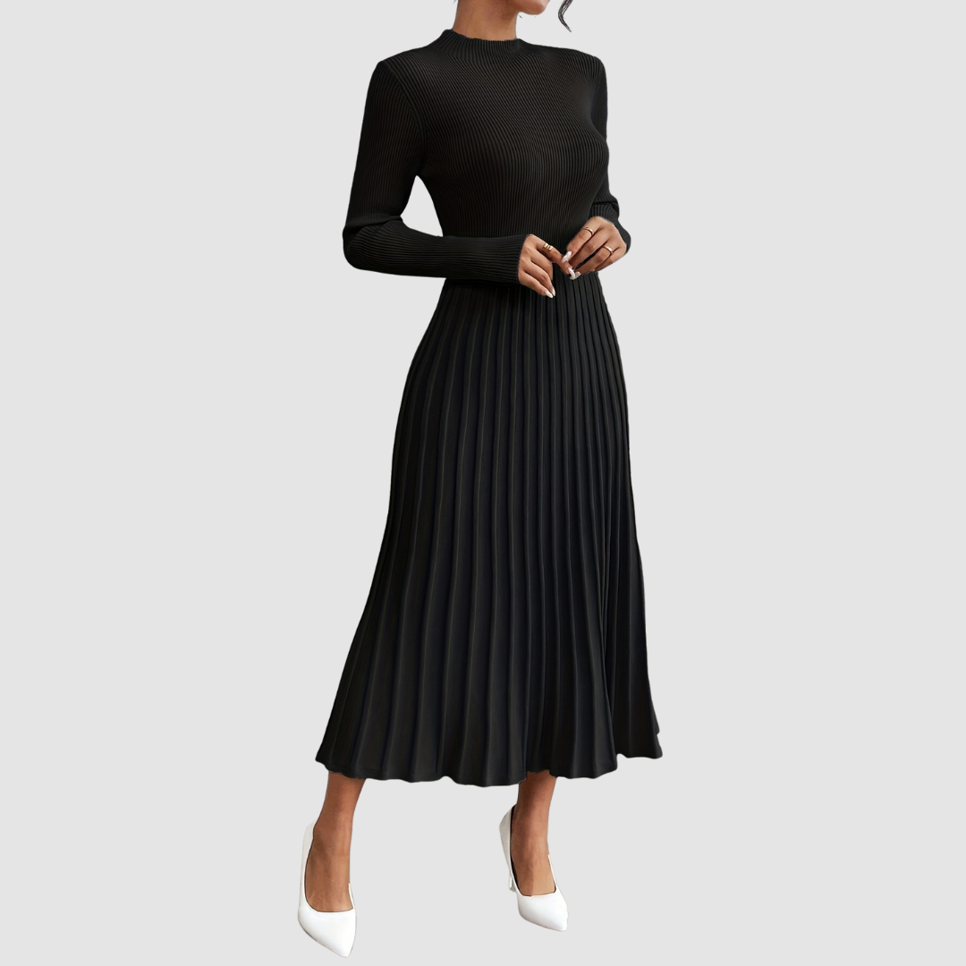 Evelyn Grace | Robe Maxi à Col Montant et Manches Longues
