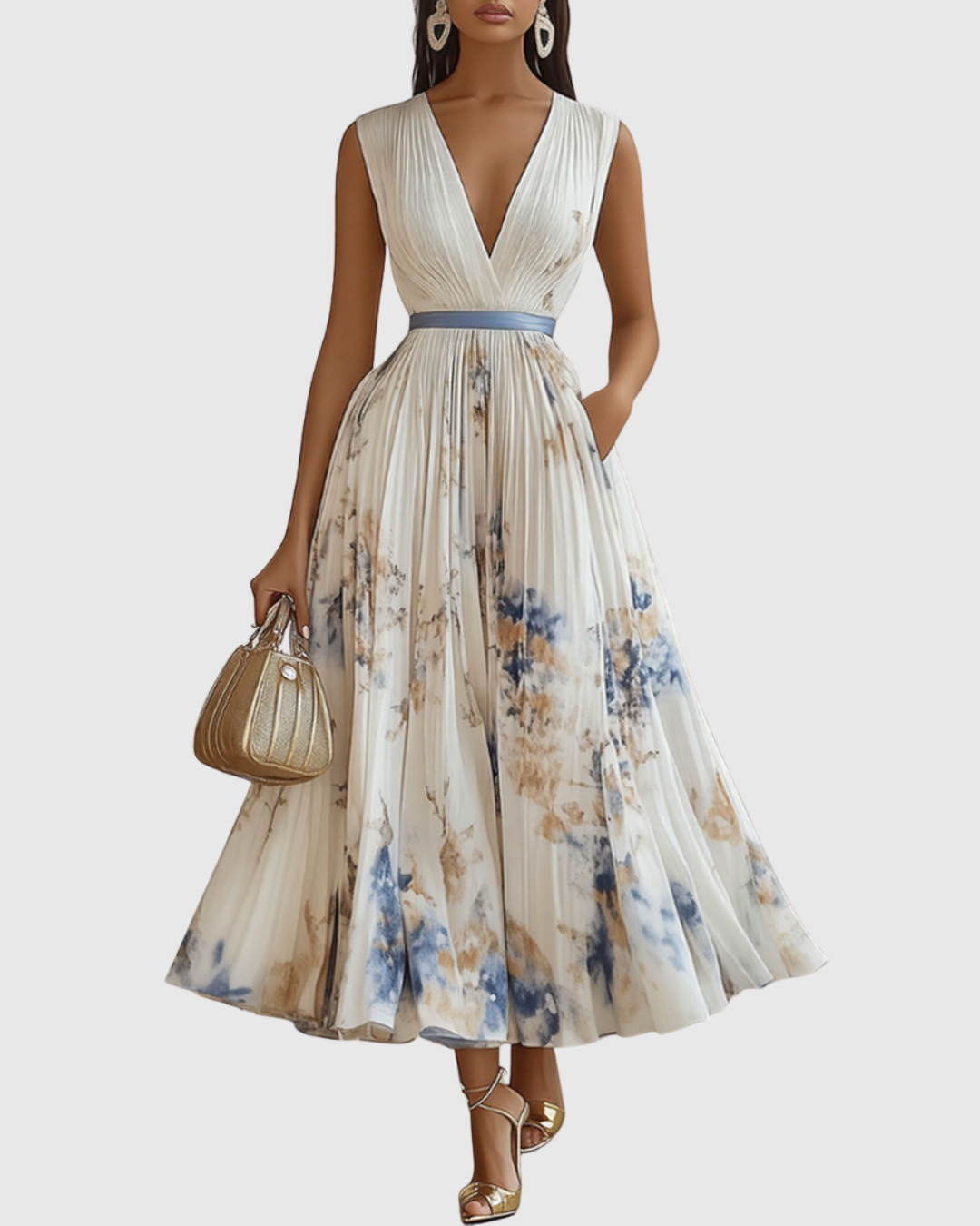 Rowella - Robe Maxi Plissée Élégante