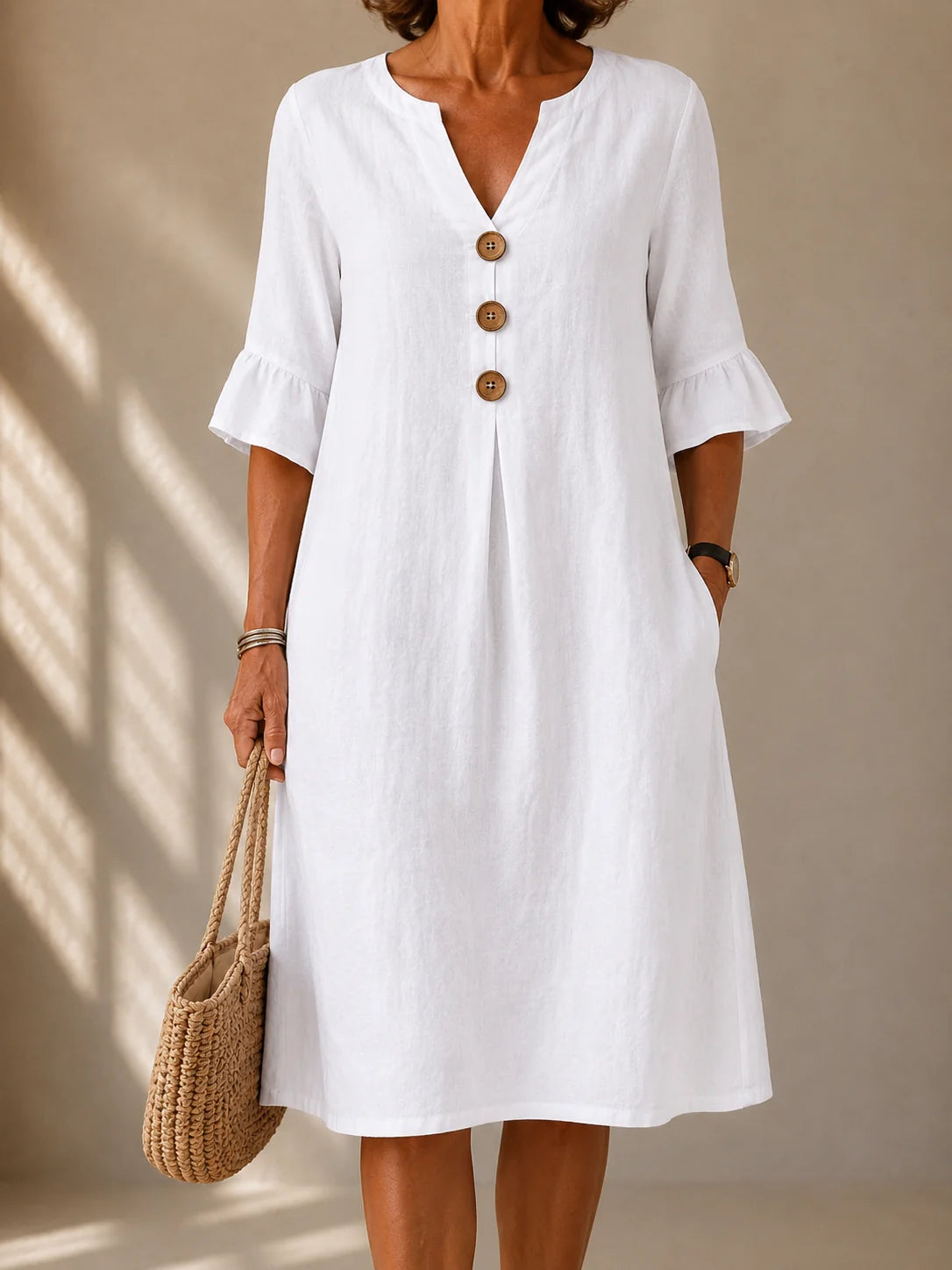 Sylvie | Robe Boutonnée Col V